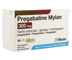 Box of Pregabalin Mylan 300mg capsules with UK next day delivery guarantee"